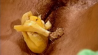 Lesbian floozies love oral sex and sliding bananas in their cunts
