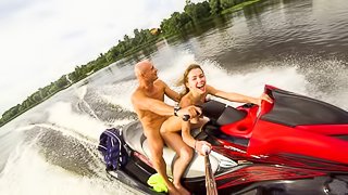 Public anal ride on the jet ski in the city centre. Mia Bandini