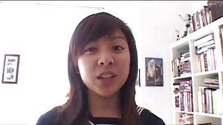 Asian cutie enjoys a hard POV fuck and facial