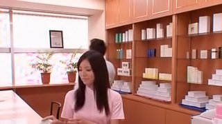 Cute asian nurse caught in a hot threesome at work