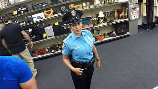 Beautiful and big tits police officer gets fucked in Shawns office