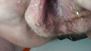 Messy wet pussy after fucking 6 boys and squirting some